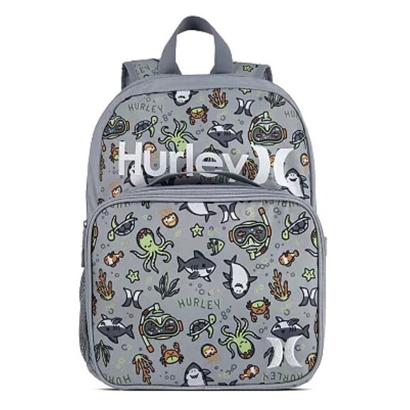 HURLEY ONE AND ONLY Backpack and Lunch Set, Color Wolf Gray NWT - Picture 5 of 7